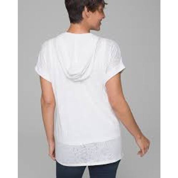 NWT Soma Dolman Hoodie Women XXL White Floral Burnout V-Neck Short Sleeve - Picture 3 of 9